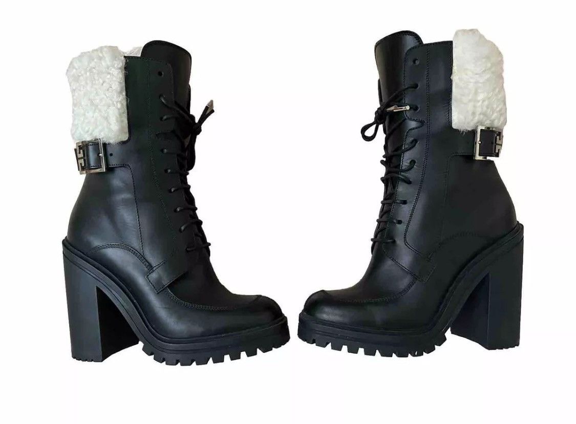 💎Givenchy💎Aviator Shearling Boots Black Combat Ankle