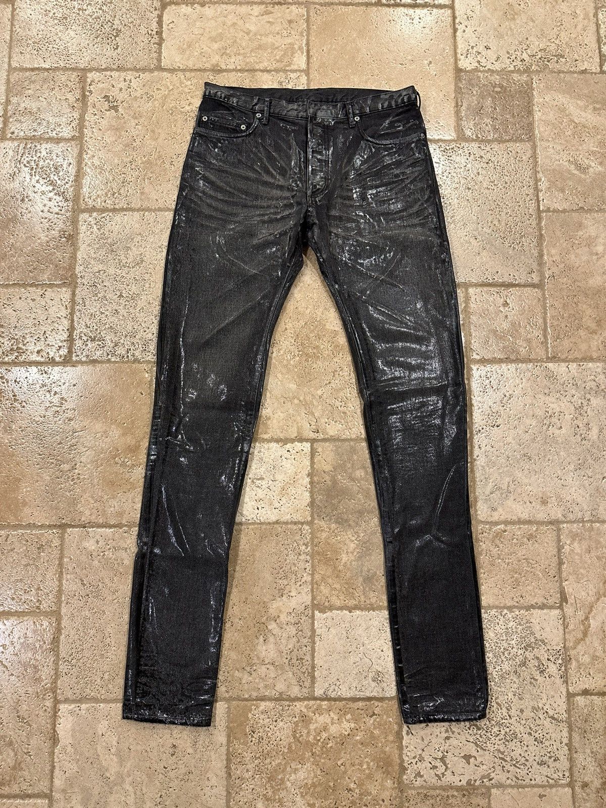 image of Dior x Hedi Slimane Aw05 Black Grey Waxed Luster Denim, Men's (Size 33)