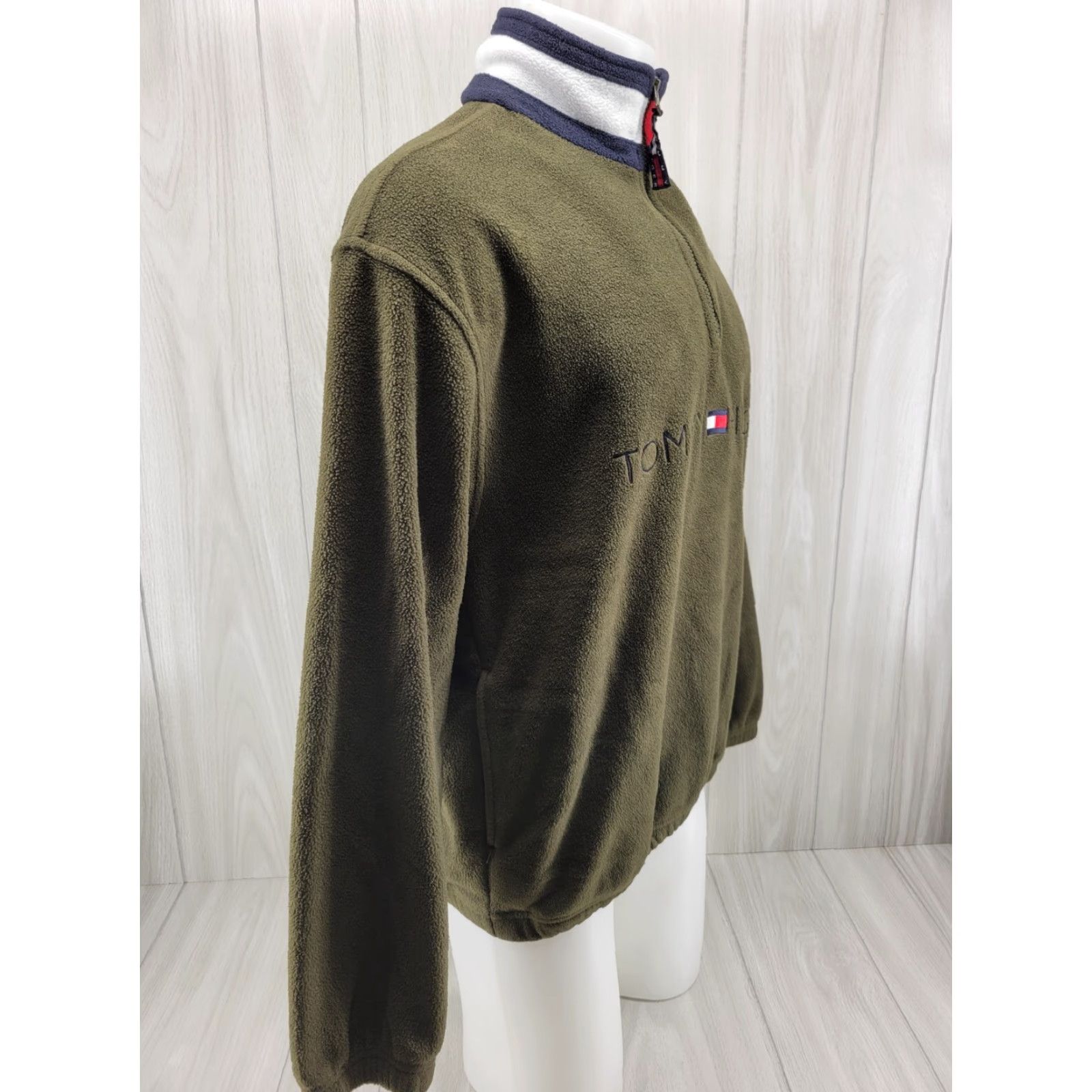 Tommy Hilfiger VINTAGE Tommy Hilfiger Flag Logo Outdoors Spellout Fleece Pullover Shirt Mens Green Medium SZ Med Size US M / EU 48-50 / 2 - 4 Thumbnail