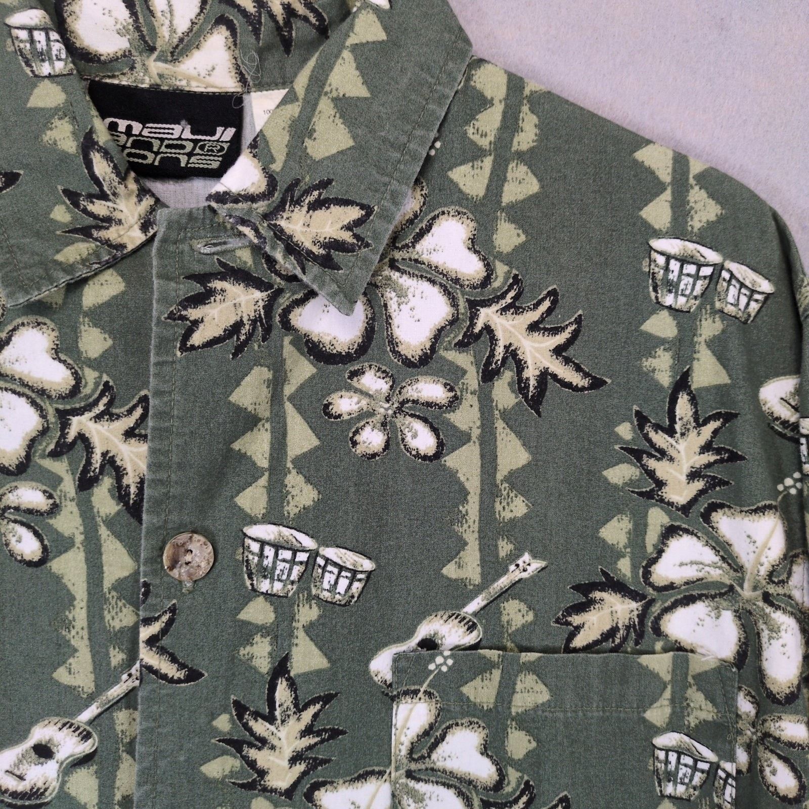 Maui and Sons Vtg 90s Maui & Sons Men's M Green Button Up Hawaiian Shirt Size US M / EU 48-50 / 2 - 4 Thumbnail