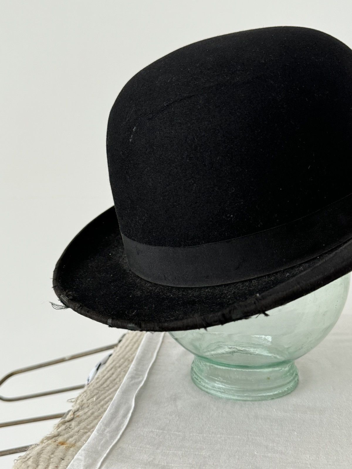 Vintage Antique ≈1940s Herbert Johnson England Black Bowler Hat Size ONE SIZE - 3 Thumbnail