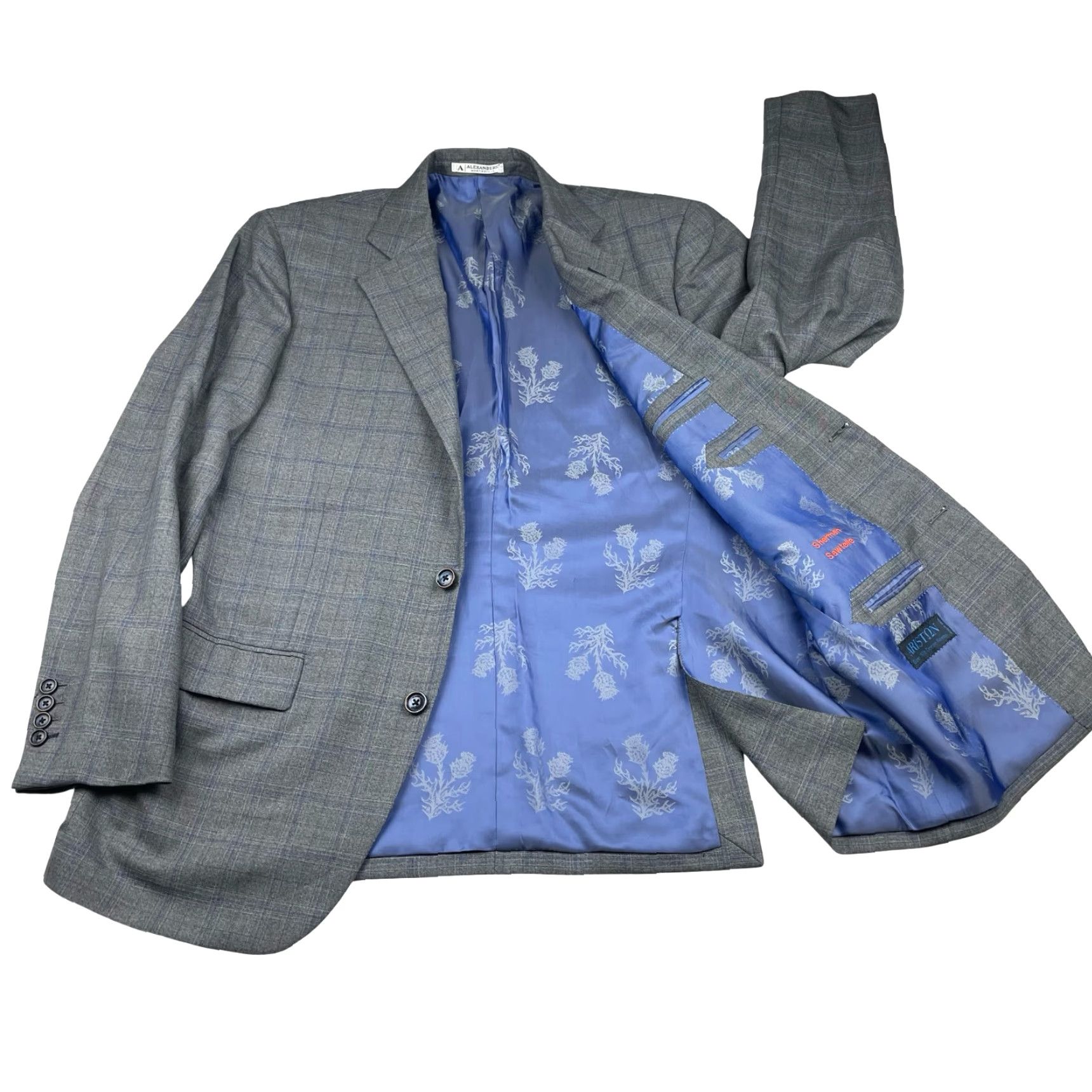 Vintage Artisan Men's Bespoke 100% Wool Jacket Gray Plaid 42R 2-Button Mens Size US XS / EU 42 / 0 - 3 Thumbnail