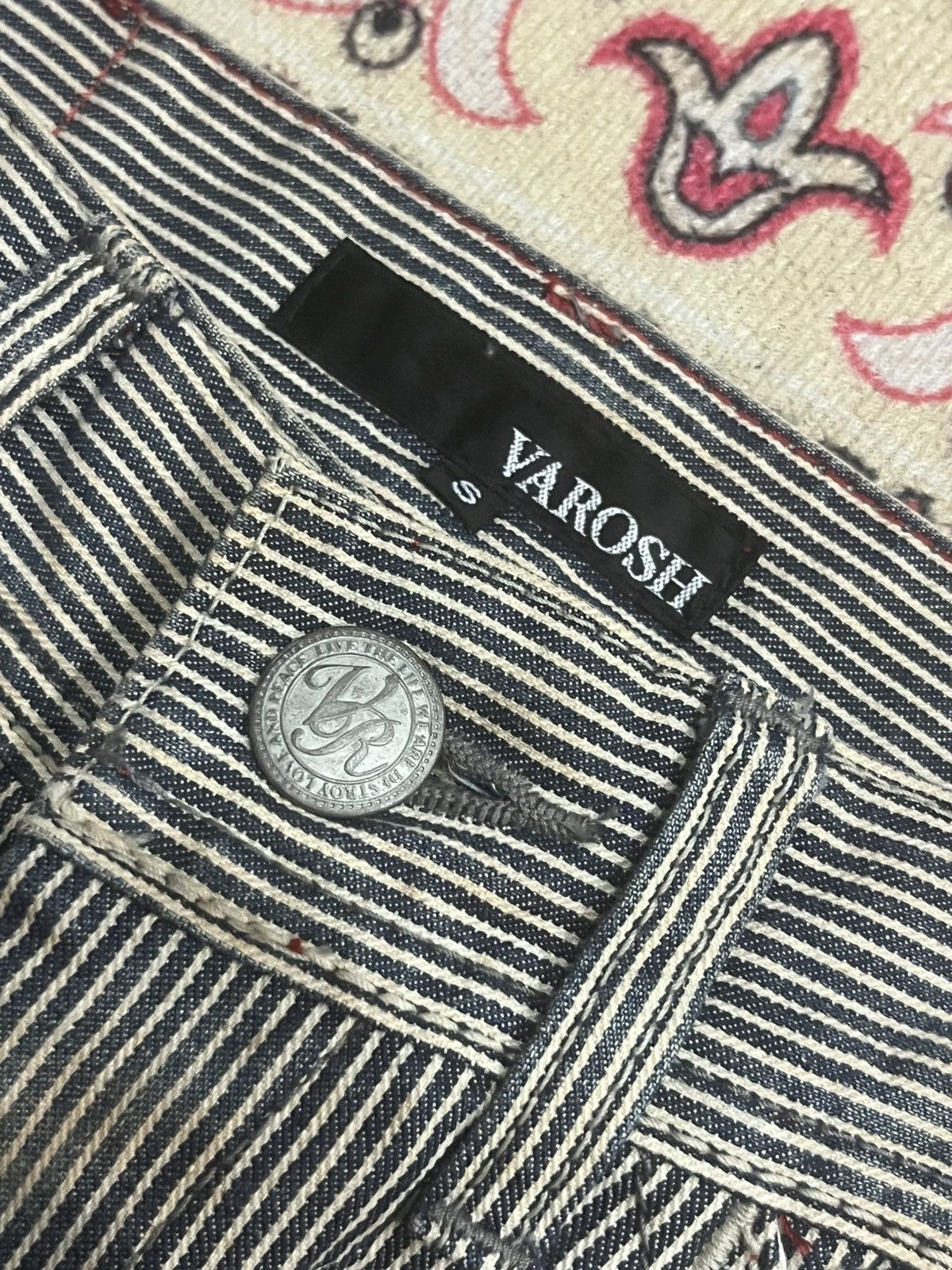 Japanese Brand American Varosh Pinstripe Double Knee Ripped Flared Jeans Size 28" / US 6 / IT 42 - 5 Thumbnail