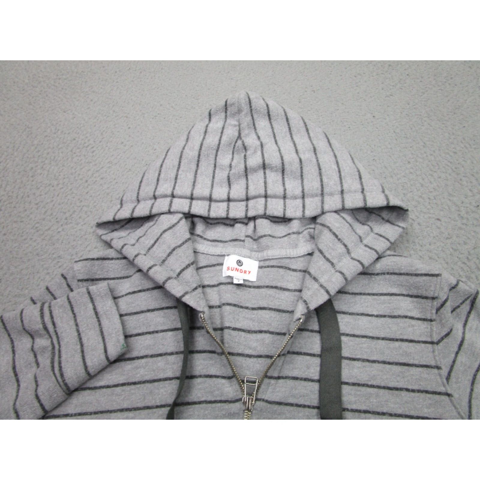 Sundry Sundry Sundry Brand Sundry Gray Striped Zip Hoodie Sweatshirt Fleece Polyester Blend Wool? No. Size M / US 6-8 / IT 42-44 - 3 Thumbnail
