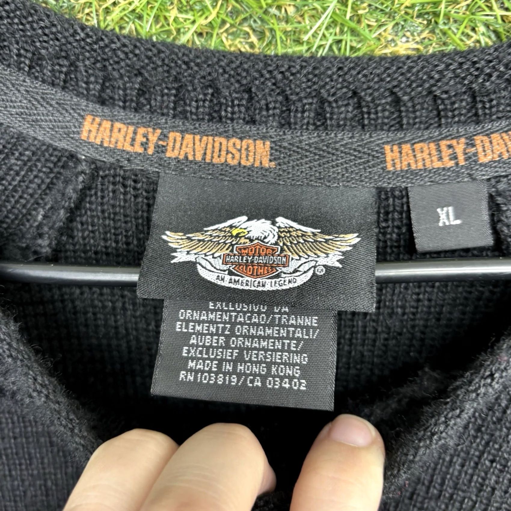 Harley Davidson Harley-Davidson Men Black Long Sleeve Crew Neck American Pullover Sweater XL Knit Cotton Logo Casual Winter Fall Vintage No Size US XL / EU 56 / 4 - 4 Thumbnail