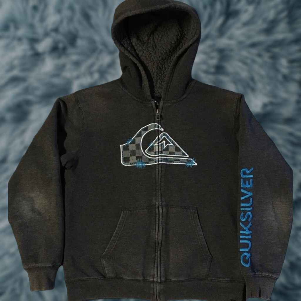 Billabong VINTAGE Quiksilver Faded Zip Hoodie Shirt XS Surf Grunge Emo 90s Y2K Billabong Gray Mens Regular Zip Lined Sherpa Pattern Striped Size US XS / EU 42 / 0 - 1 Thumbnail