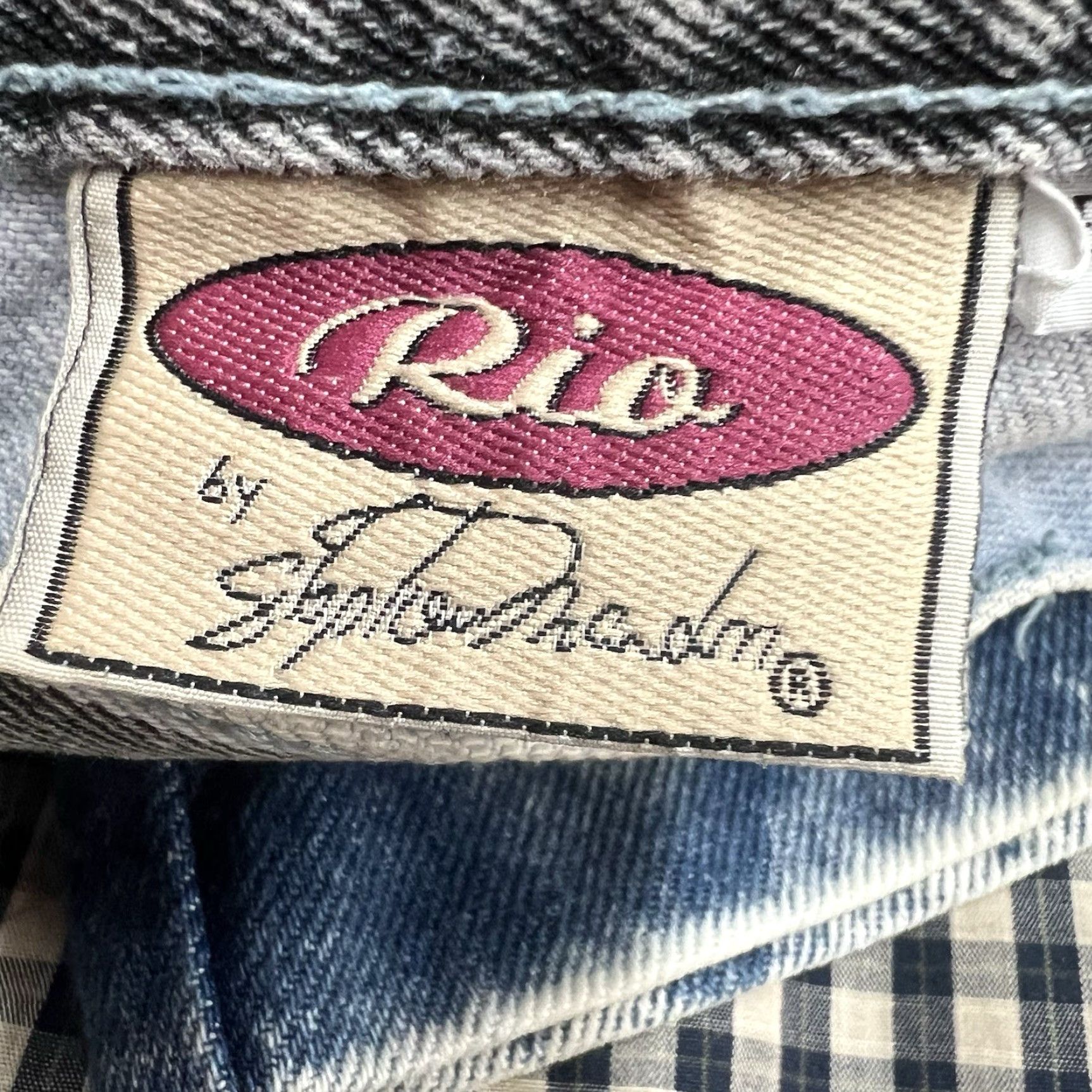 Denime RIO Striped Denim Shorts Womens Size 5 Blue Button Fly 2.0" Inseam 80s 90s Regular Fit Size 27" / US 4 / IT 40 - 4 Thumbnail