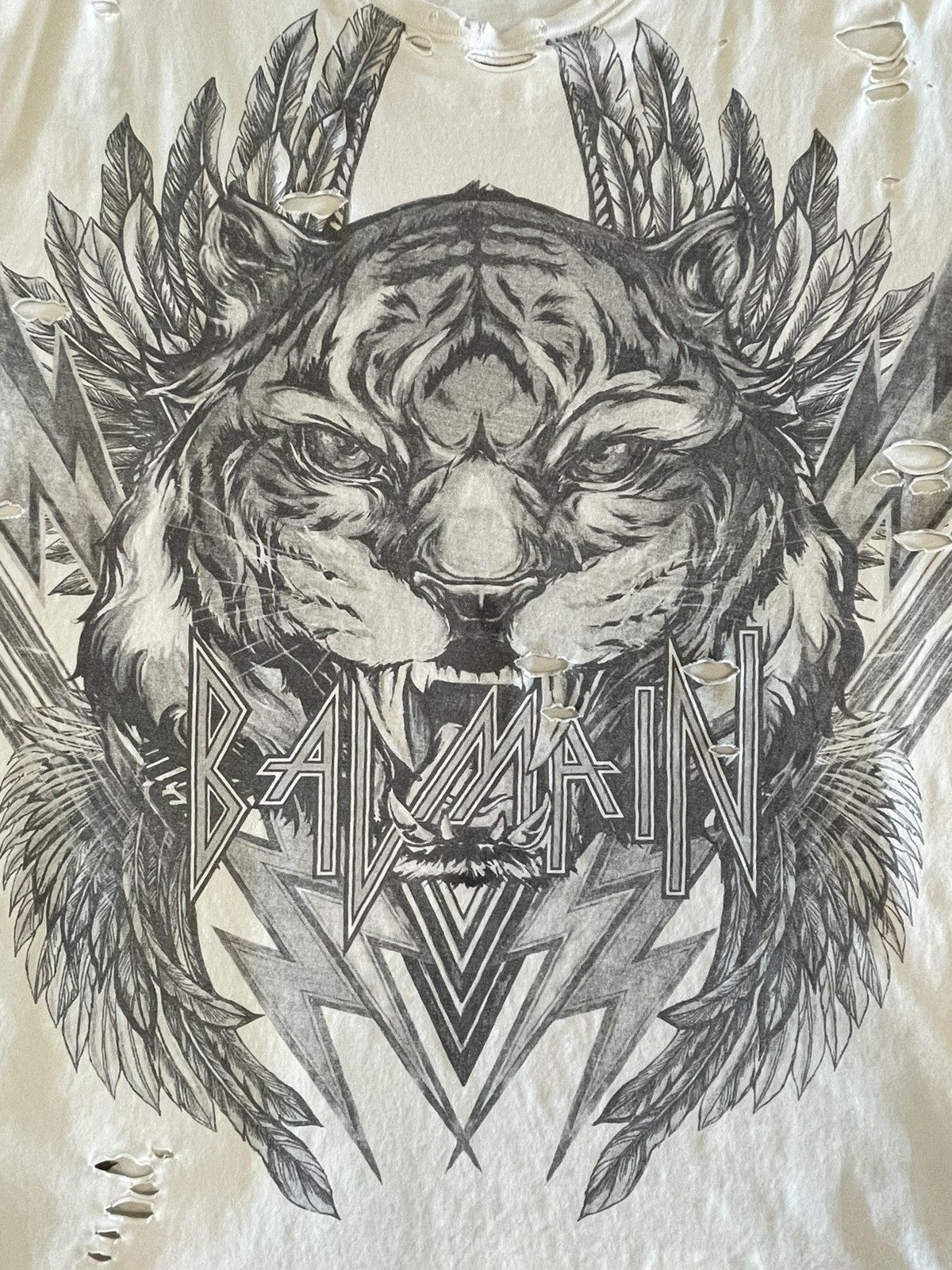 Balmain RARE: F/W 2017 Balmain Distressed Tiger Tee Sz S Size US L / EU 52-54 / 3 - 2 Thumbnail