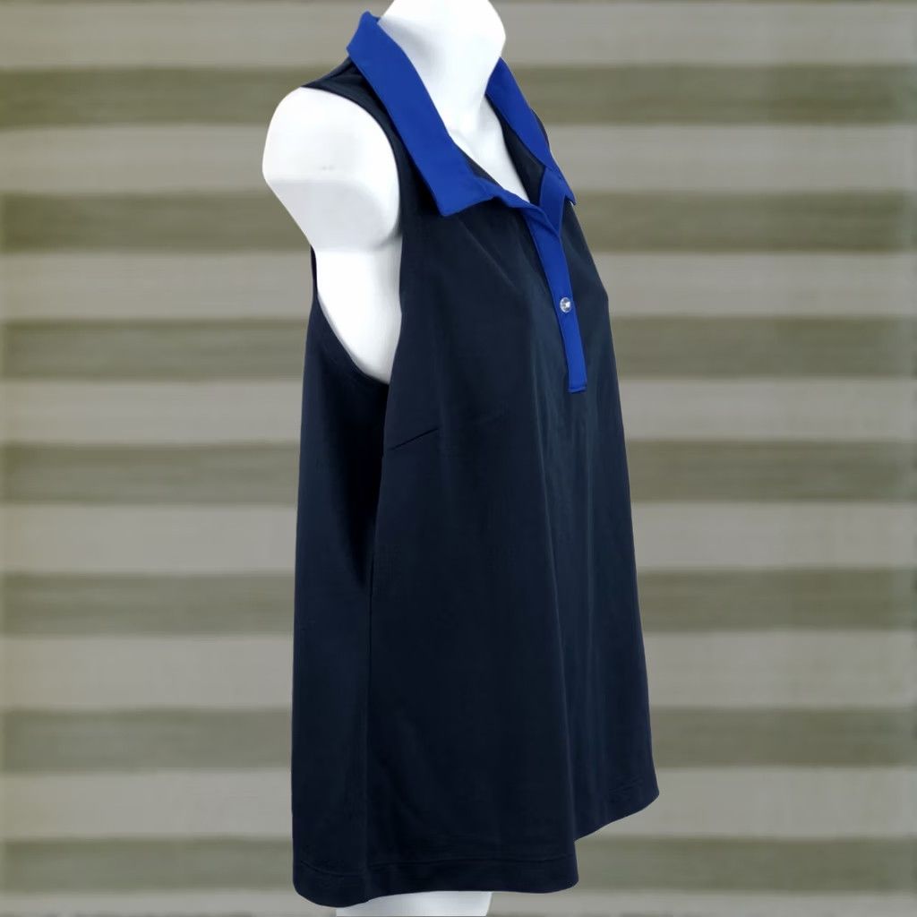Vintage Ativa Activewear Sleeveless Top XL Blue Button Neck Collared Fitness Gym Size XL / US 12-14 / IT 48-50 - 1 Thumbnail