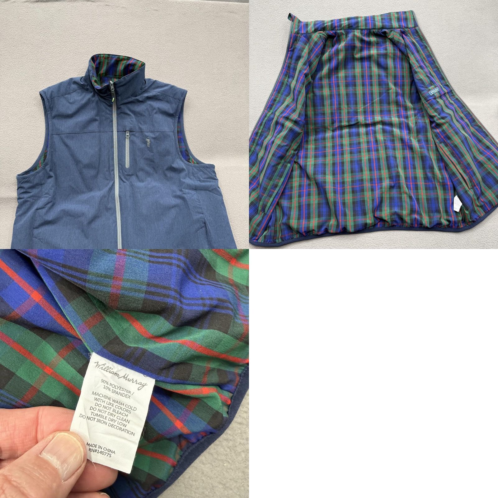 Vintage VINTAGE No, New title: William Murray Vest XL Blue Full Zip Golf Plaid Lined Stretch Jacket Size US XL / EU 56 / 4 - 8 Thumbnail