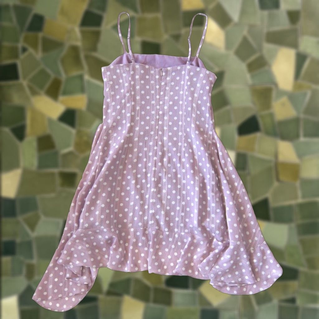 Vintage Showpo. Purple White Polka Dot Spaghetti Strap Tank Dress 2/S Size XS / US 0-2 / IT 36-38 - 1 Thumbnail