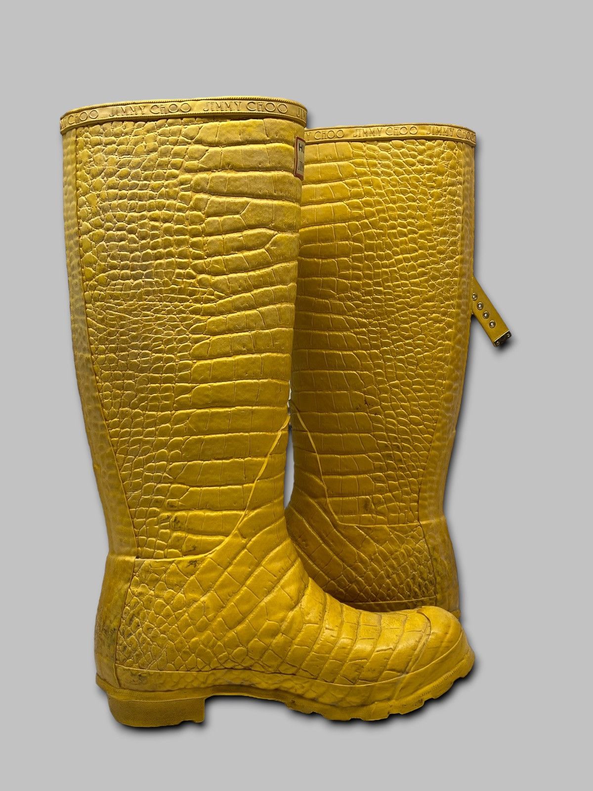 Hunter HUNTER & JIMMY CHOO Special Edition Rain Croc Yellow Boots Size US 4 / IT 34 - 4 Thumbnail