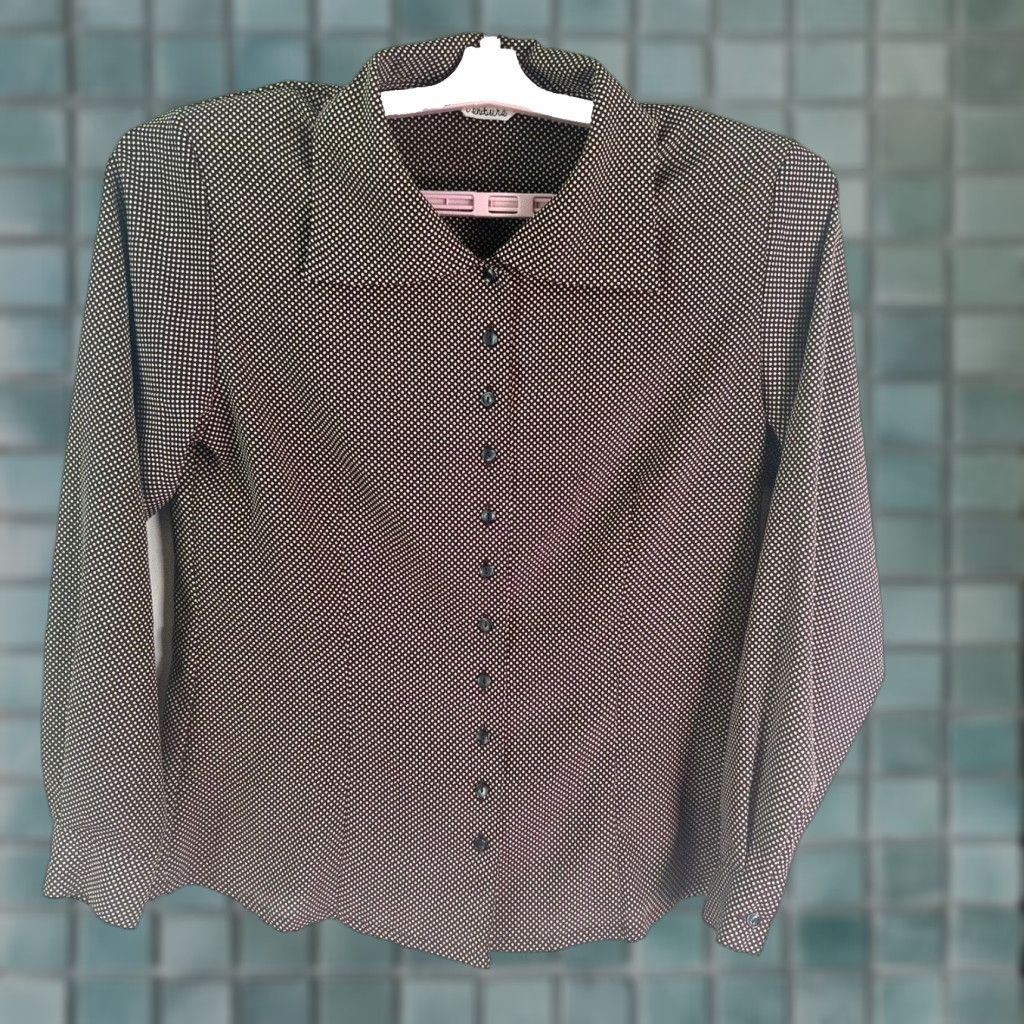 Vintage VINTAGE Venture Polka Dot Shirt Womens M Brown Button-Up Long Sleeve Classic Fit, Rayon, All Seasons, Wom en Size M / US 6-8 / IT 42-44 - 1 Thumbnail