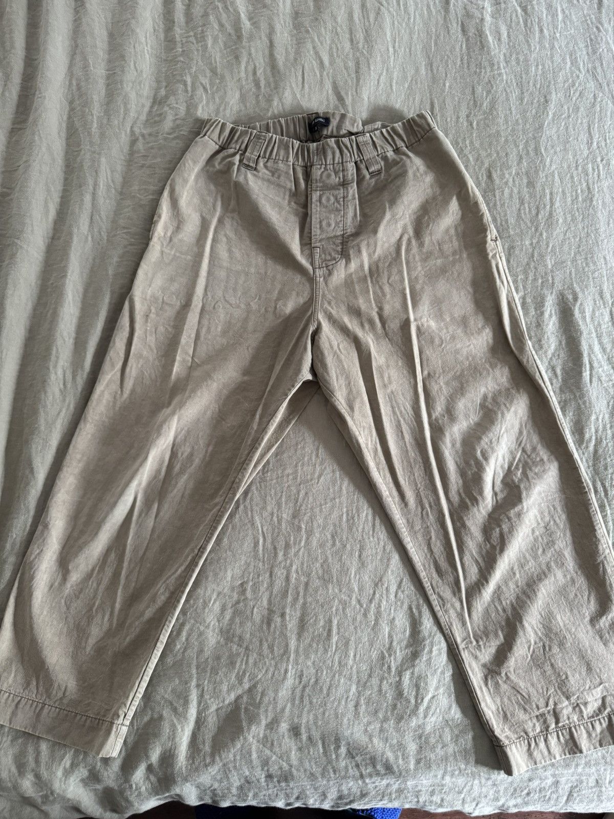 Evan Kinori Olive Typewriter Elastic Pants Size US 30 / EU 46 - 1 Thumbnail