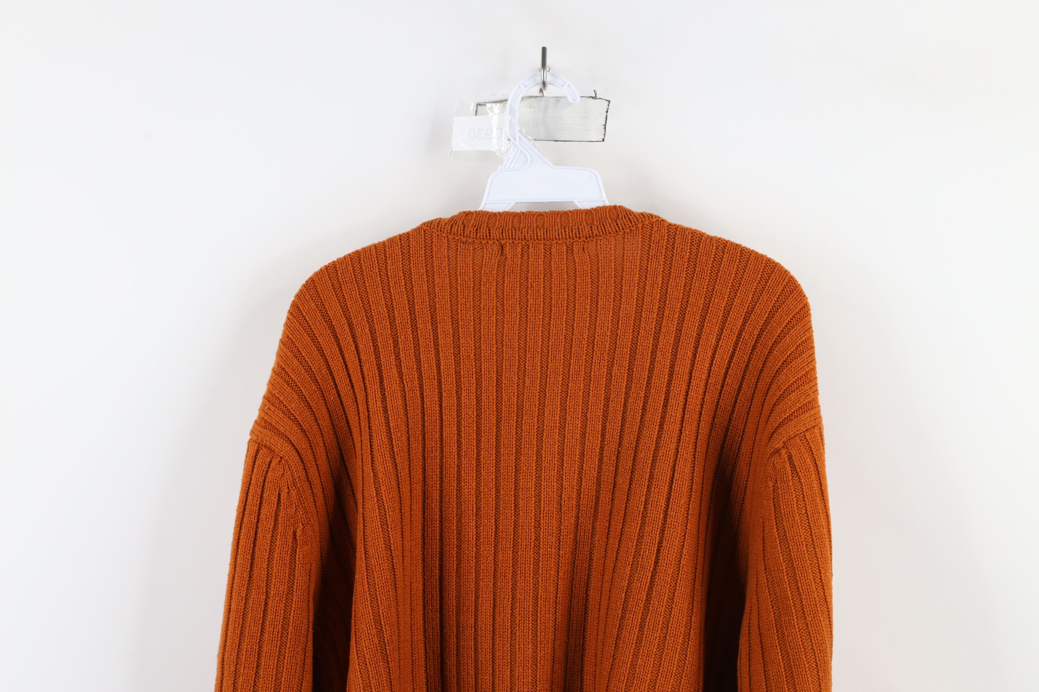 Vintage Vintage 90s Streetwear Ribbed Knit Crewneck Sweater Orange Size US L / EU 52-54 / 3 - 7 Thumbnail