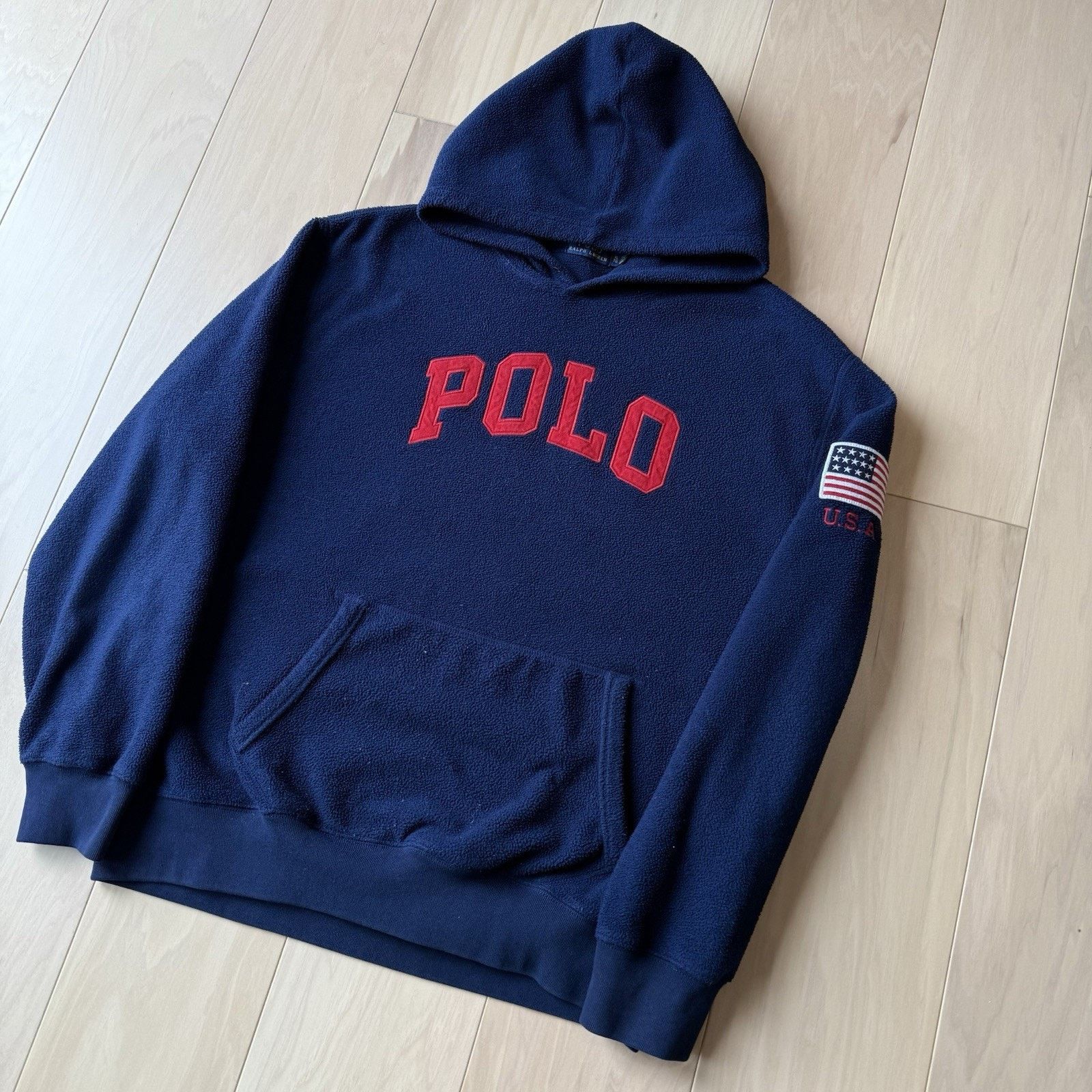 Polo Ralph Lauren Polo Ralph Lauren Hoodie XL Navy Fleece Pullover Flag Patch Size US XL / EU 56 / 4 - 9 Thumbnail