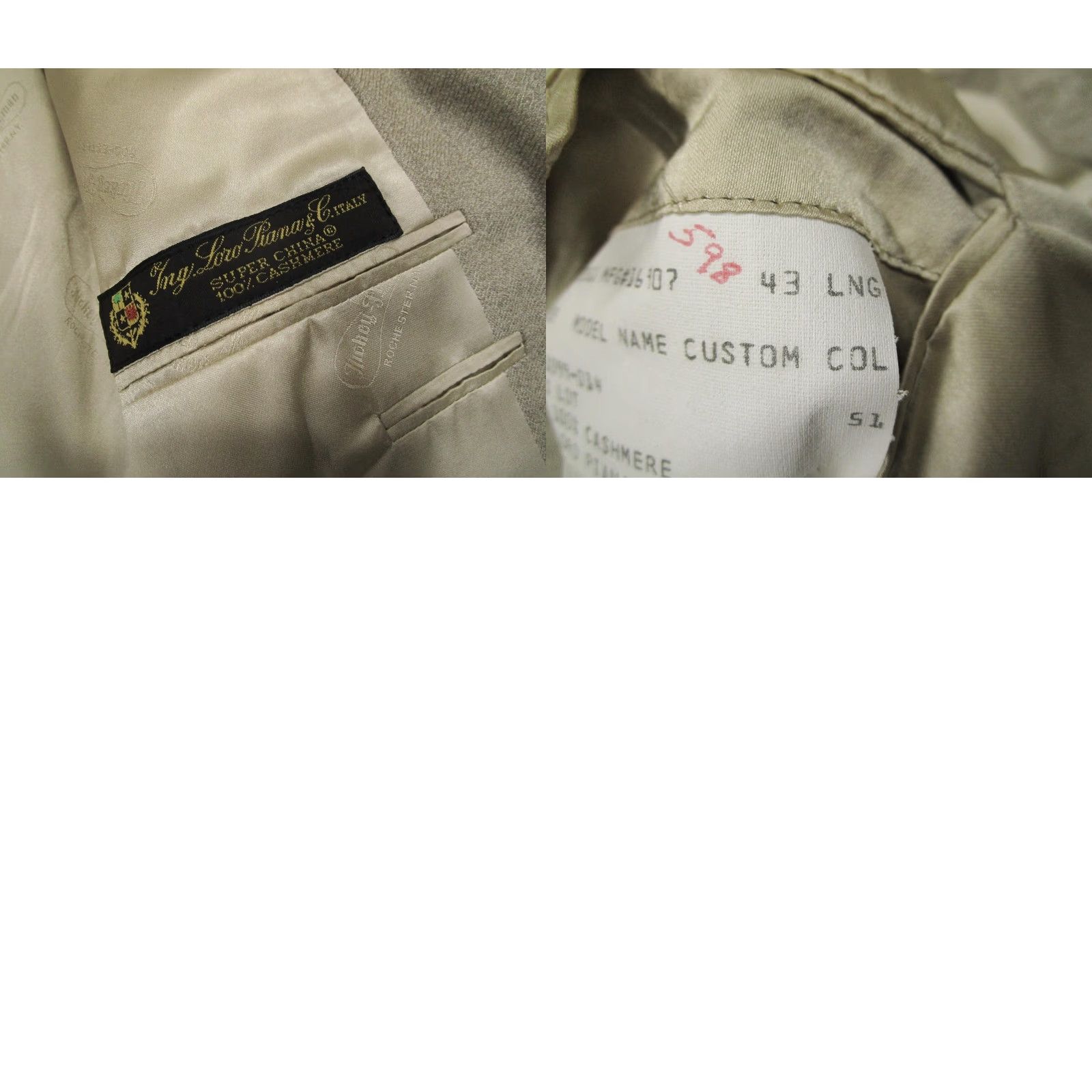 Loro Piana Hickey Freeman Sport Coat Beige Cashmere 2 Piece Blazer Men 43 Long Vintage 100% Loro Piana USA Men Size 46R - 10 Thumbnail