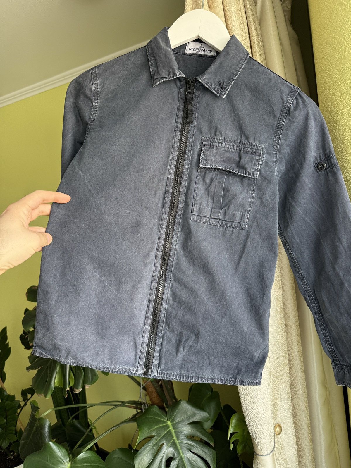 Stone Island Stone Island Junior Stone Wash Cotton Grey Zip Overshirt 10Y Size US XXS / EU 40 - 5 Thumbnail