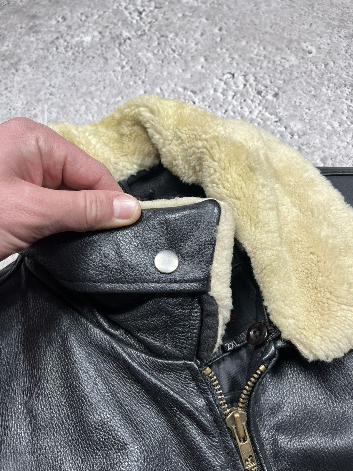 Leather Vintage Aviator Bomber Jacket Leather Shearling Collar XXL Size US XXL / EU 58 / 5 - 8 Thumbnail