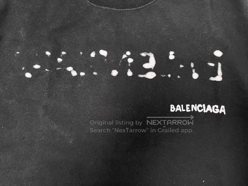 Balenciaga Balenciaga Logo Printed Rib Knit Short Sleeve Drop Shoulde Size XS / US 0-2 / IT 36-38 - 3 Thumbnail