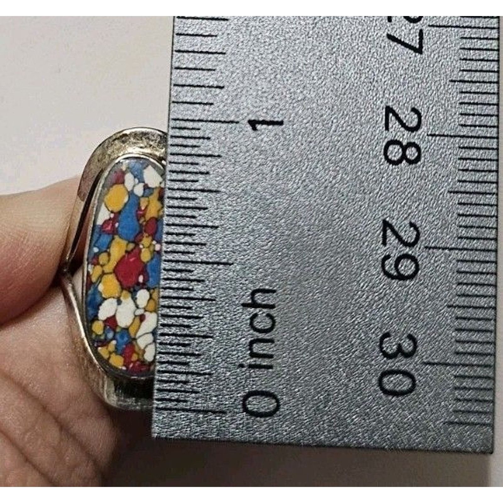 Other Rainbow Mosaic Jasper Style Gemstone 925 Silver Ring Size 6 Size ONE SIZE - 9 Thumbnail