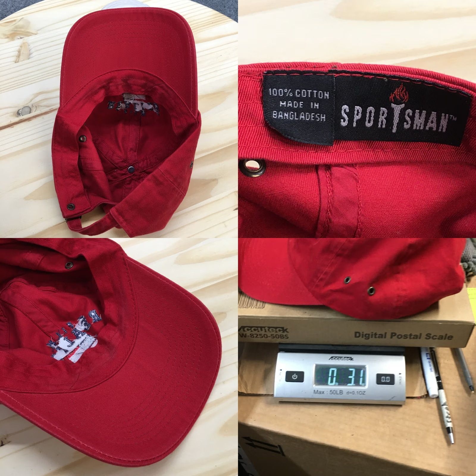 Vintage Film Realite America Baseball Cap Hat Mens OS Red Cotton Adjustable Sportsman Size ONE SIZE - 8 Thumbnail