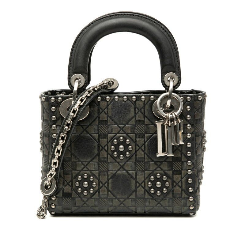 Dior Dior Lady Dior Cannage Studs Leather 2way Bag Leather Shoulder Bag DUTY FREE for USA