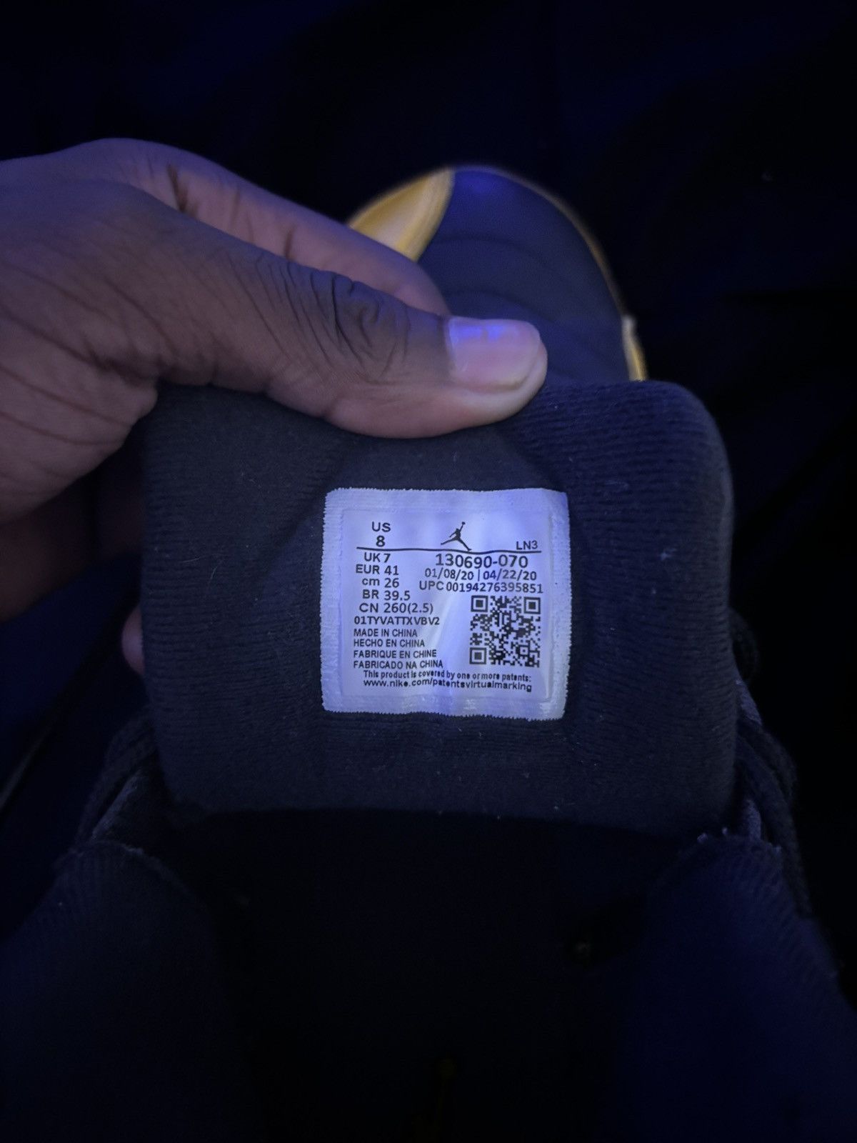 Jordan Brand Jordan 12 Retro Black University Gold Size US 8 / EU 41 - 3 Thumbnail