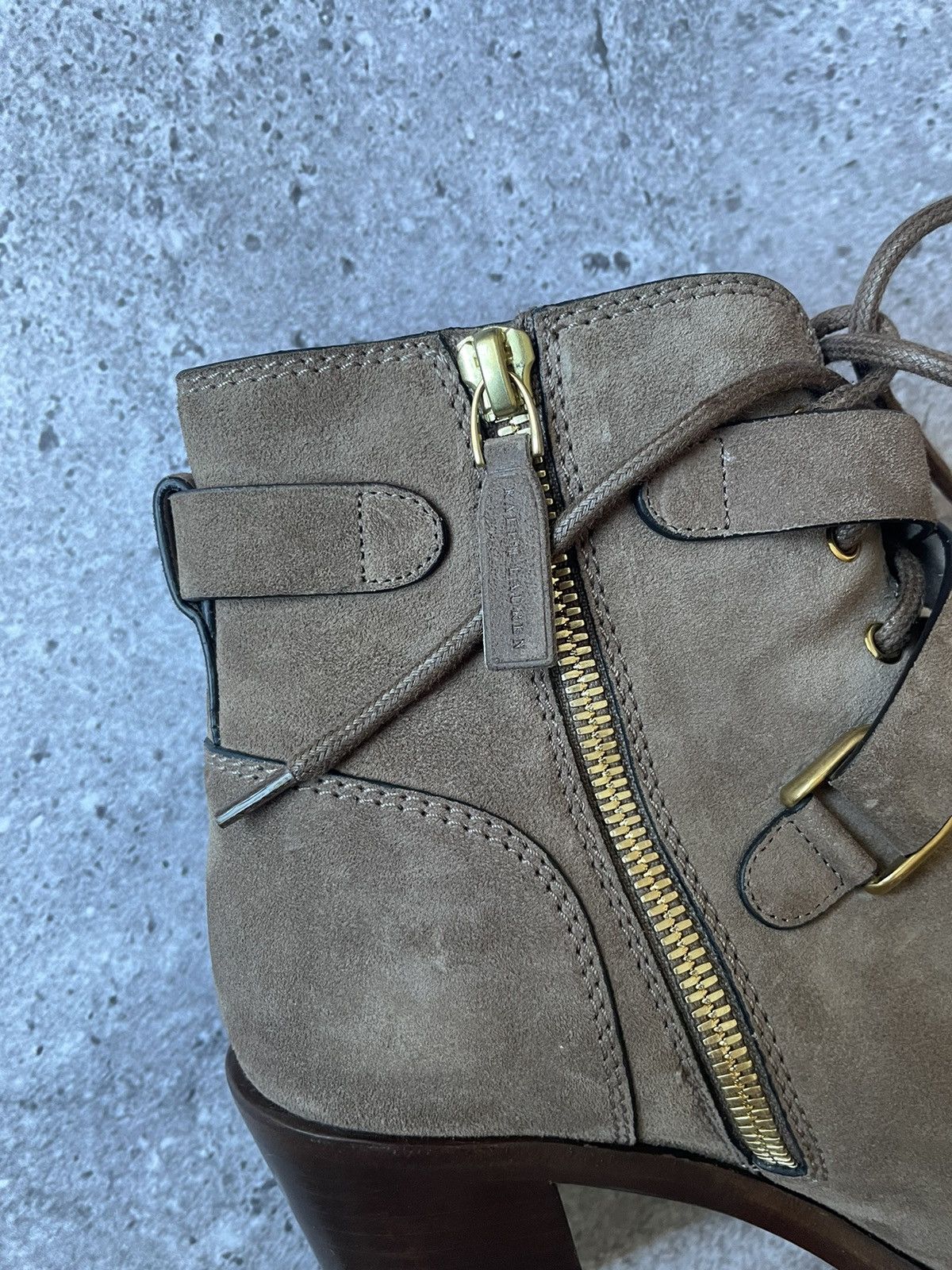 Ralph Lauren Purple Label Ralph Lauren Purple Label Evarista Suede Lace-Up Boots Taupe Size US 6.5 / IT 36.5 - 11 Thumbnail