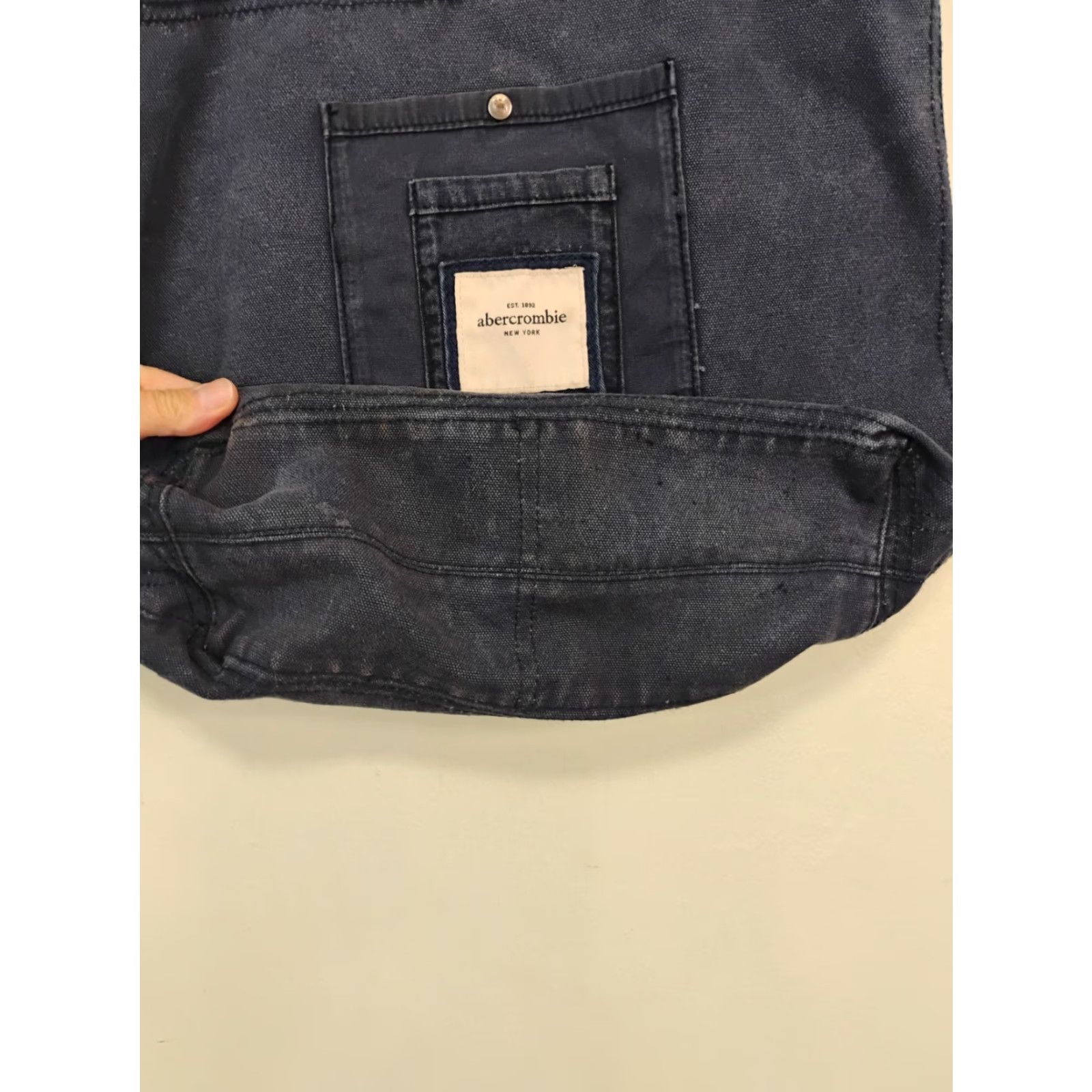 Abercrombie & Fitch VINTAGE Abercrombie & Fitch Tote Bag Square Reversible Canvas Blue 16x15 Women Medium Blue Shoulder Strap Bag Size ONE SIZE - 6 Thumbnail