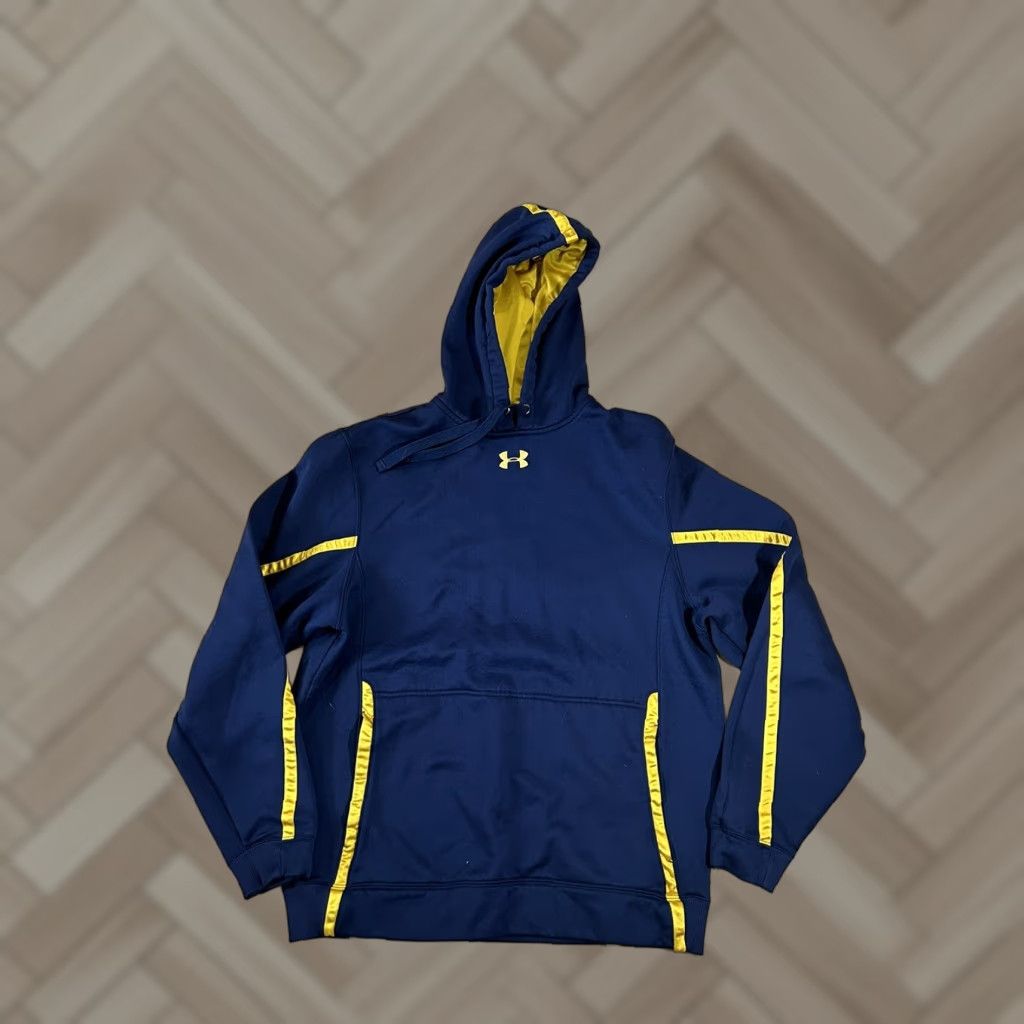 Under Armour Under Armour Hoodie Sweatshirt Mens Blue Yellow Long Sleeve Medium Pullover Hooded Knit Sweatshirt Size Regular Size L Regular Men Size US L / EU 52-54 / 3 - 1 Thumbnail