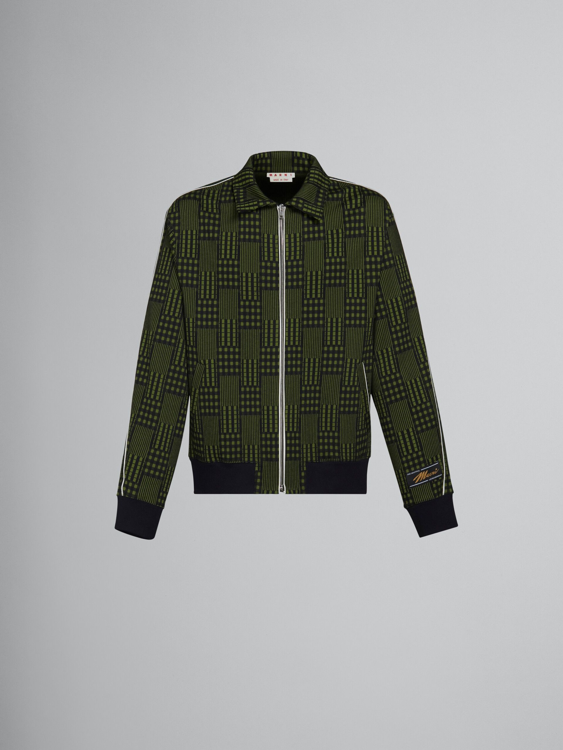 Marni o1w1db10125 Jersey Jacket With Checks And Stripes in Green Size US M / EU 48-50 / 2 - 1 Thumbnail