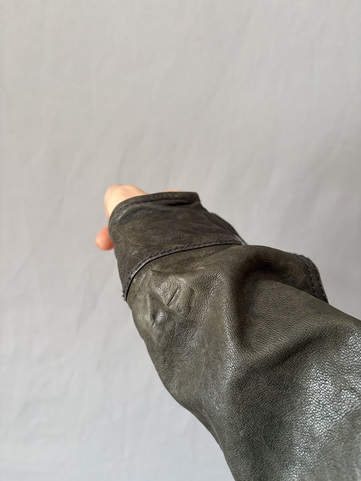 Allsaints Allsaints Wrinkled Lamb Leather Jacket Elephant Gray/Brown Size US L / EU 52-54 / 3 - 23 Thumbnail