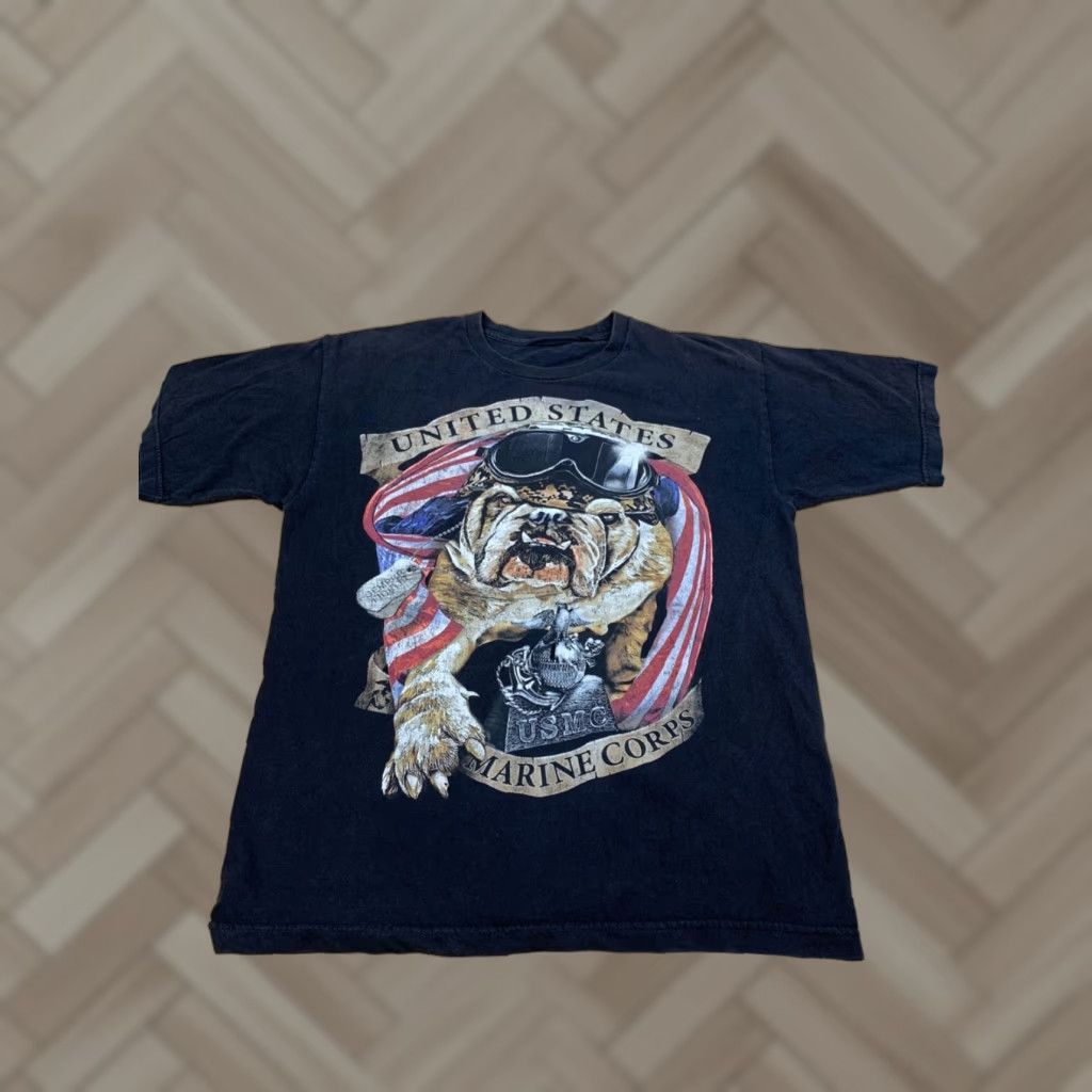 Vintage VINTAGE United States Bulldog Shirt Mens M Black USMC Military Crew Neck Shirt Size US M / EU 48-50 / 2 - 1 Thumbnail