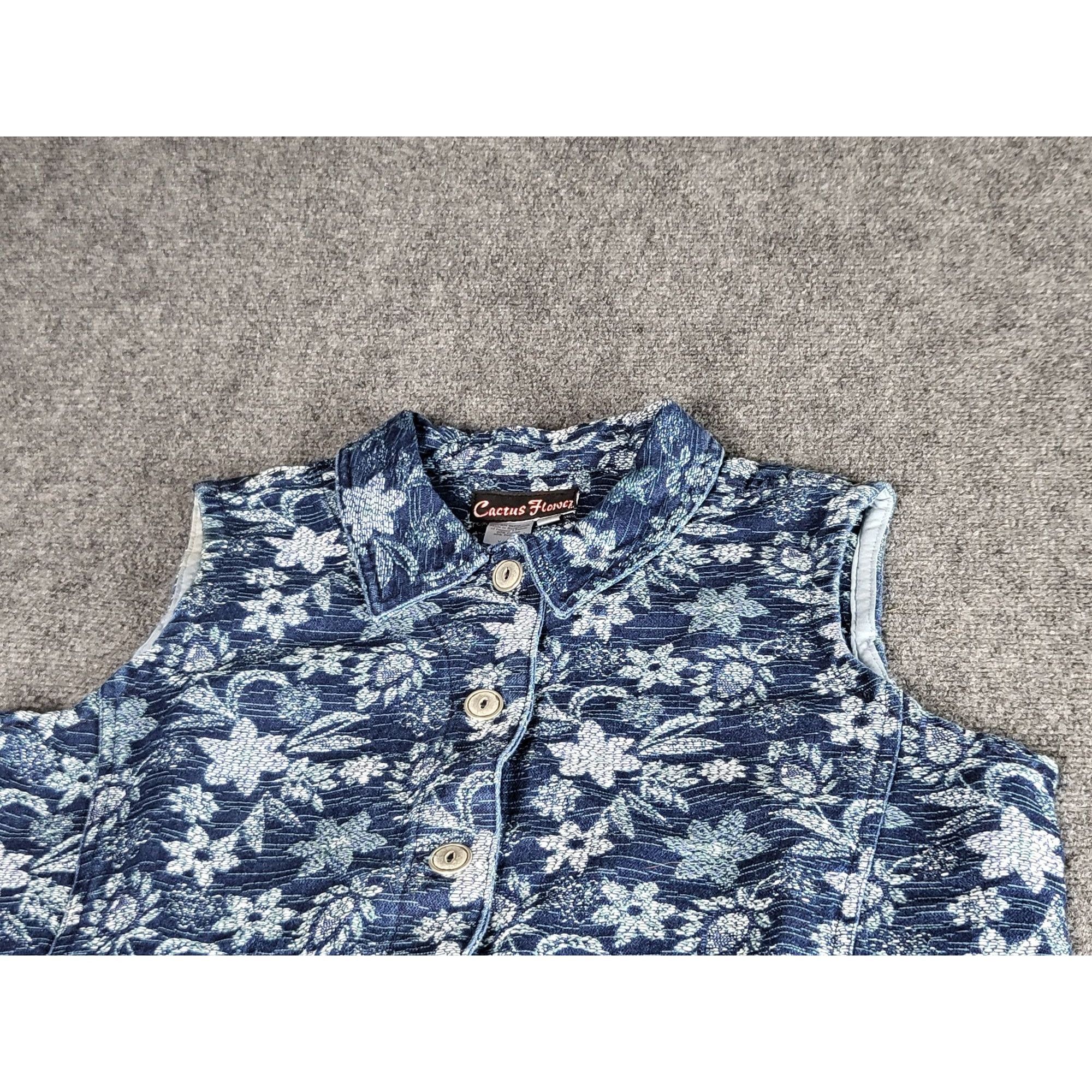 Vintage Vintage Cactus Flower Vest STRETCH DENIM Size M Jacquard FLO Size M / US 6-8 / IT 42-44 - 4 Thumbnail