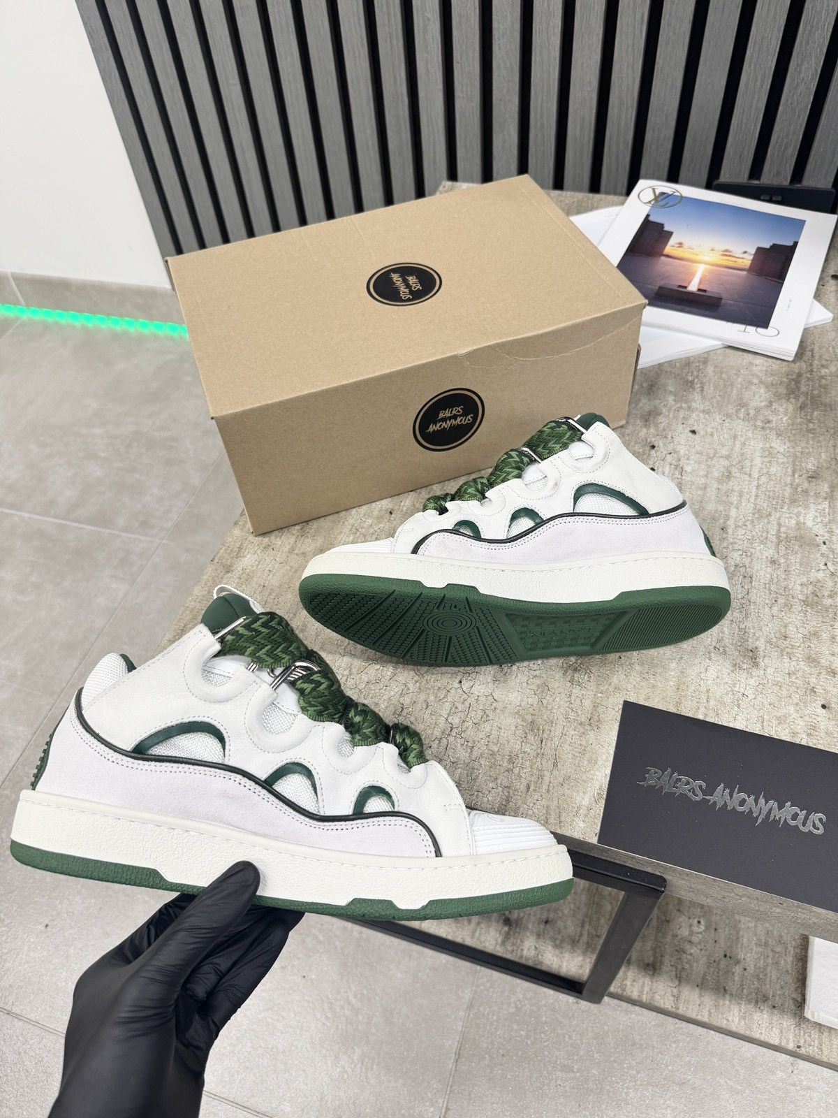 Lanvin Lanvin Curb Low Top Trainers In White & Green RRP £750 Size US 9 / EU 42 - 2 Thumbnail