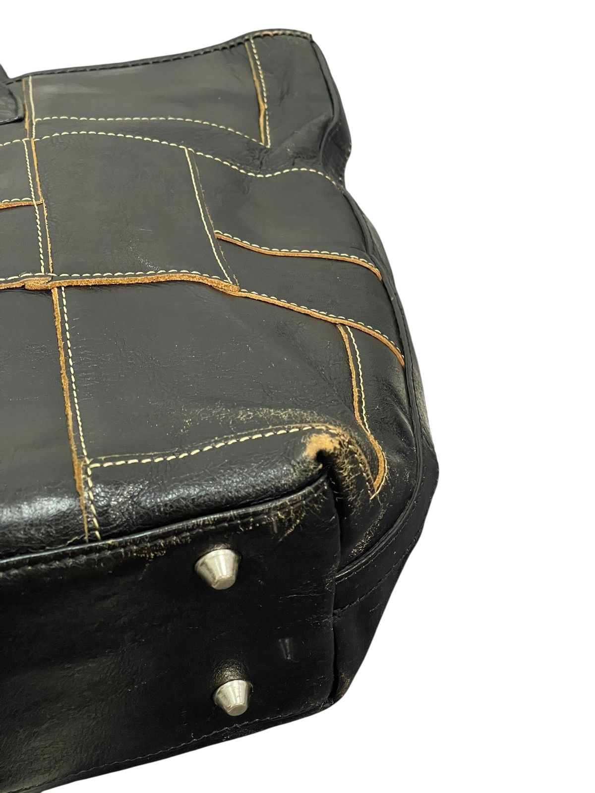Japanese Brand Full Leather Patchwork Unknown Tote Bag 5🟩 Size ONE SIZE - 8 Thumbnail