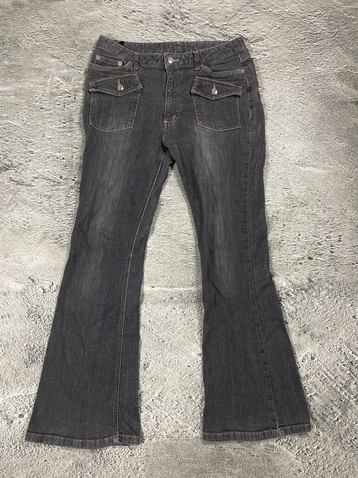 Other Y2K jeans flared grey denim pants Size 29" - 1 Thumbnail