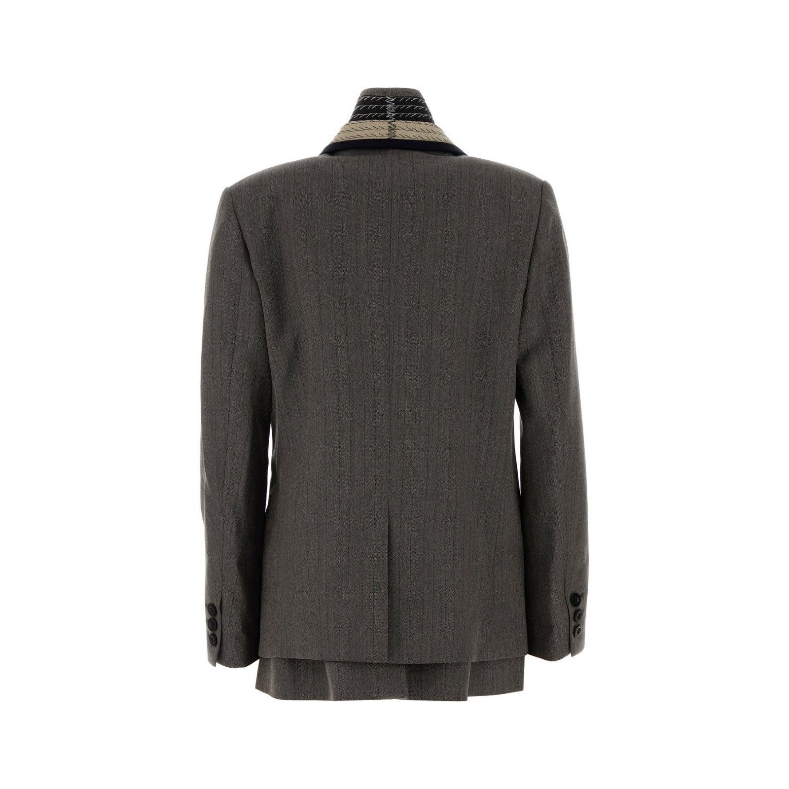 Sacai SACAI Gray Embroidered Wool Blazer New & Authentic (Women's Size M / US 6-8 / IT 42-44 - 2 Thumbnail