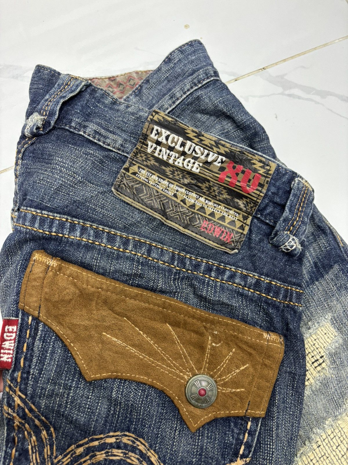 Edwin × If Six Was Nine × Le Grande Bleu (L.G.B.) 🔥EDWIN EXCLUSIVE VINTAGE RUSTY MUD WASH BAGGY JEANS DISTRESS Size US 33 - 9 Thumbnail