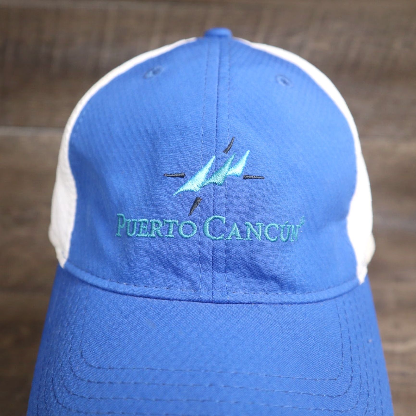 Vintage Puerto Cancun Blue White Adult Adjustable Hat Baseball Cap Size ONE SIZE - 2 Thumbnail