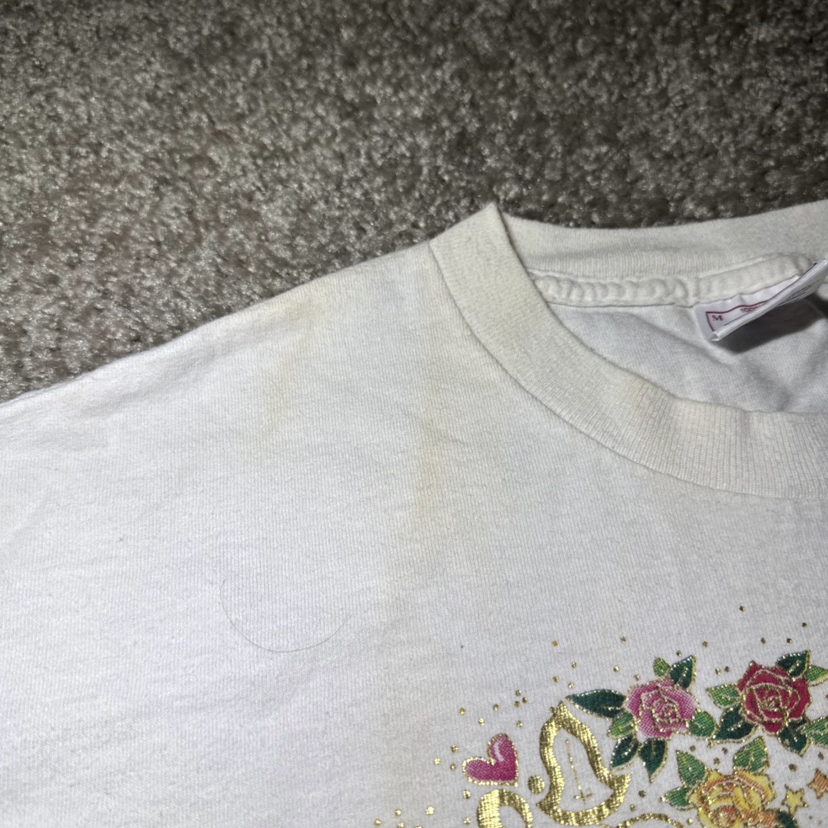Delta VINTAGE 90s Fairy Princess Harp Violin Angels Flower White T-Shirt Adult Medium Size US M / EU 48-50 / 2 - 6 Thumbnail
