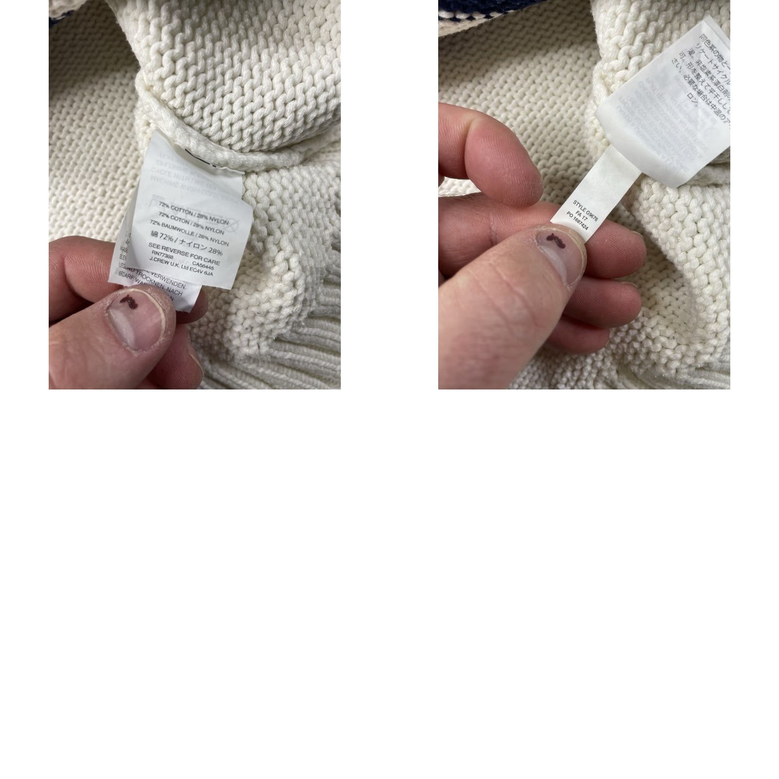 J.Crew VINTAGE J.CREW Sweater Striped Rollneck Ivory Navy Blue Size S Women Pullover Chunky-Knit Cotton Knit Long Sleeve Size S / US 4 / IT 40 - 8 Thumbnail