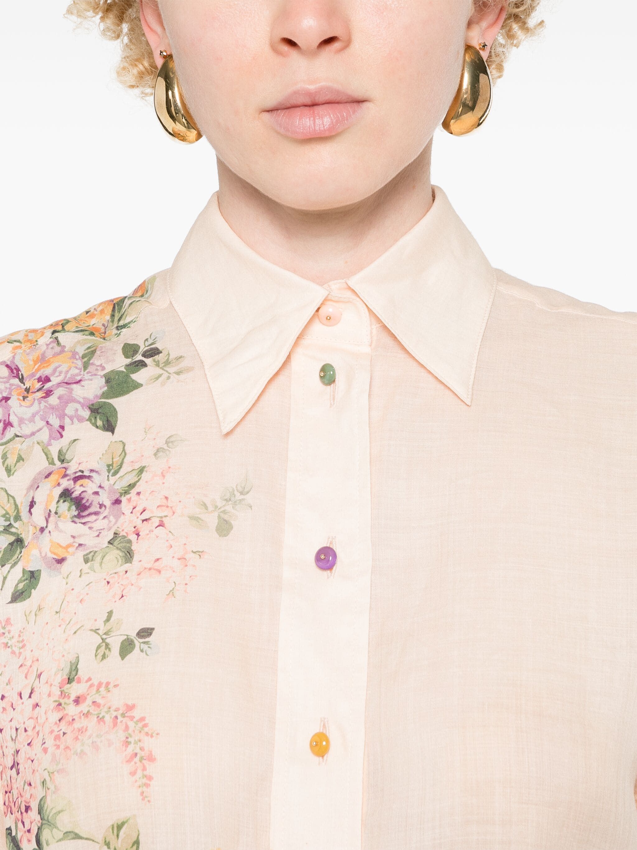 Zimmermann o1s22i1n1024 Floral Halliday Shirt in Multicolor Size S / US 4 / IT 40 - 5 Thumbnail