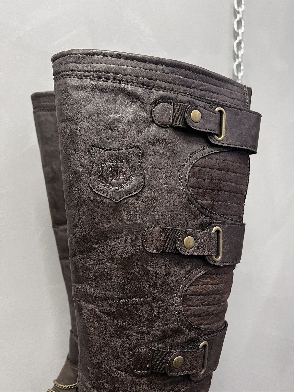 If Six Was Nine Black Leather Brown Boots High boxing Ankle Y2K Size US 8 / EU 41 - 5 Thumbnail