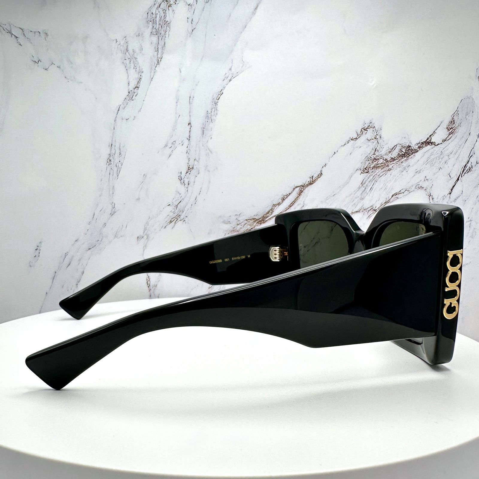 Gucci New GUCCI Sunglasses Black Gold Logo Square Oversized 51mm Size ONE SIZE - 19 Thumbnail