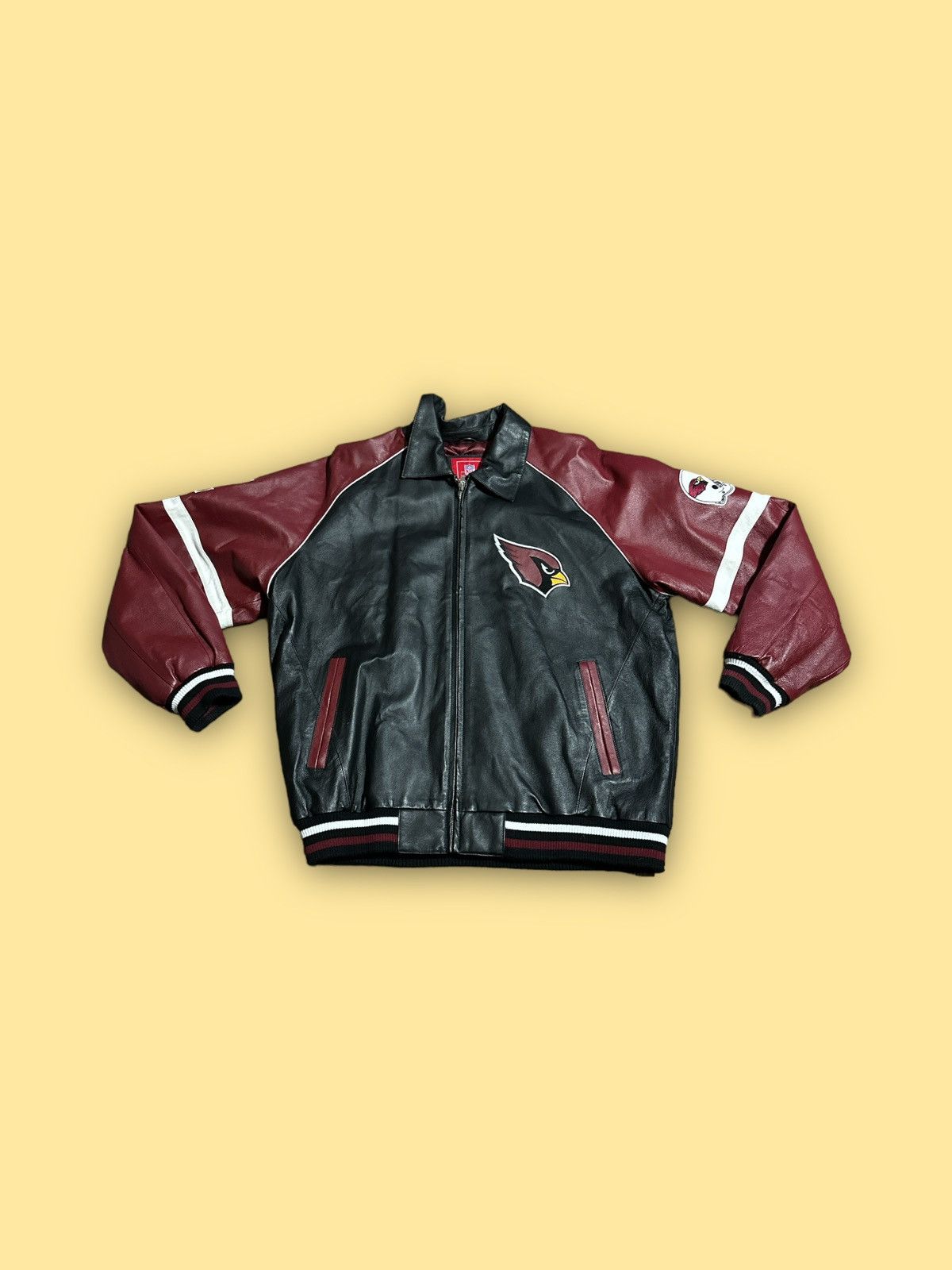 image of Nfl x Vintage Arizona Cardinals Leather Jacket in Black, Men's (Size Large)