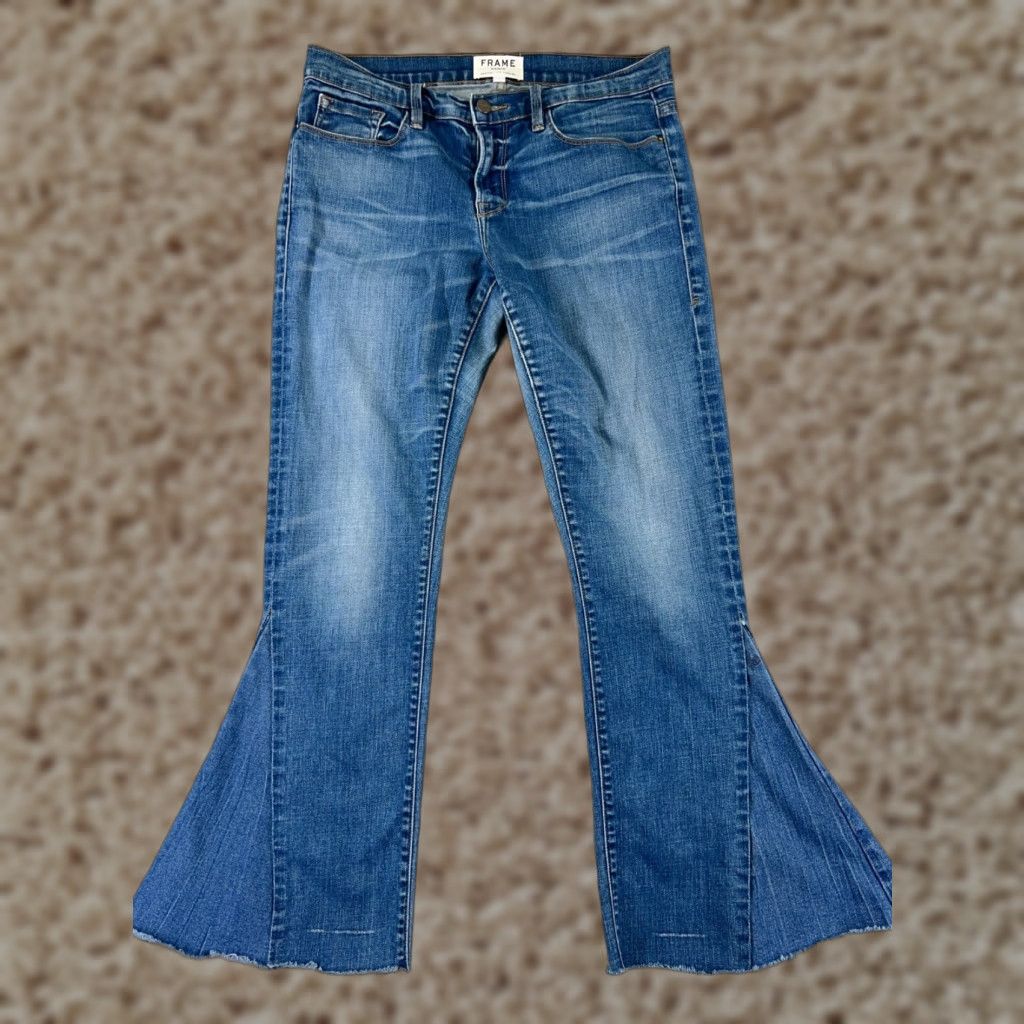 Frame FRAME Jeans Womens 27x27 Blue Denim Flared Low Rise Cotton 5-Pocket Regular Stretch Comfort Jeans Womens Mens Girls Size 27" / US 4 / IT 40 - 1 Thumbnail
