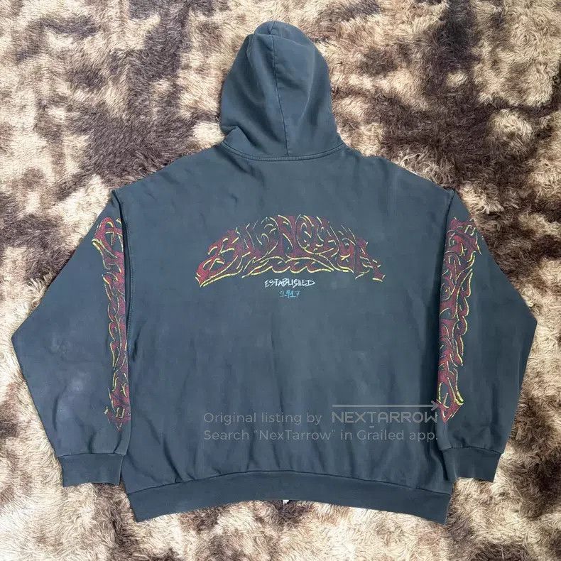 Balenciaga Balenciaga Flame Logo Zip Hooded Jacket Size US M / EU 48-50 / 2 - 2 Thumbnail