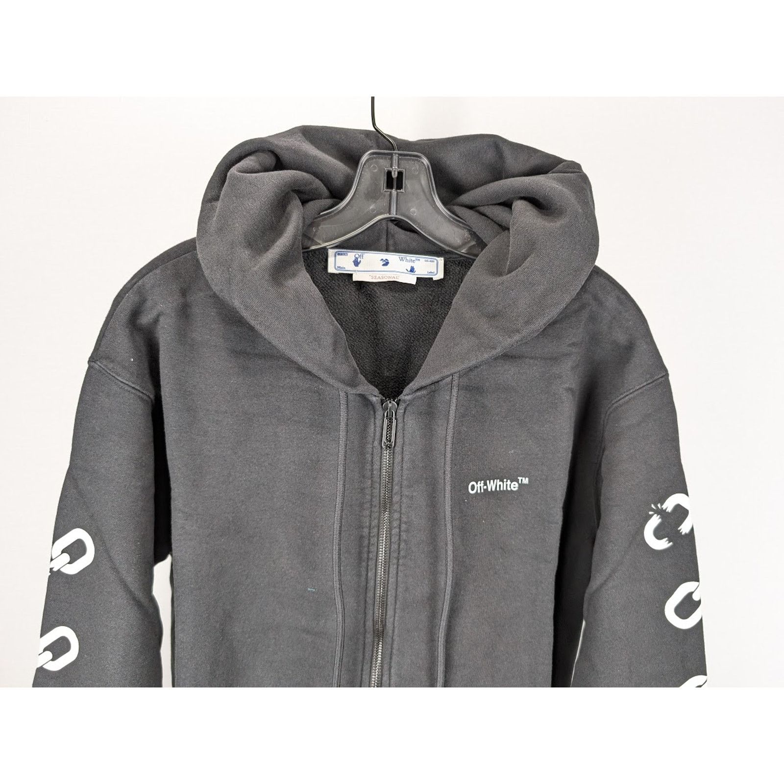 Off-White o1rshd1 Q:2 / Chain Arr Slim Zip Hoodie in Black/White Size US S / EU 44-46 / 1 - 9 Thumbnail